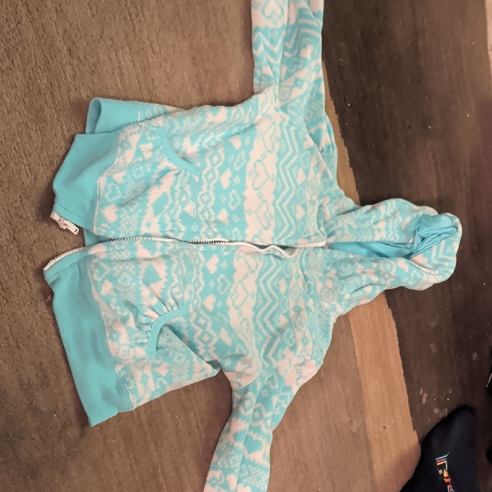 Faded Glory Aqua and White Tie-Dye Hoodie